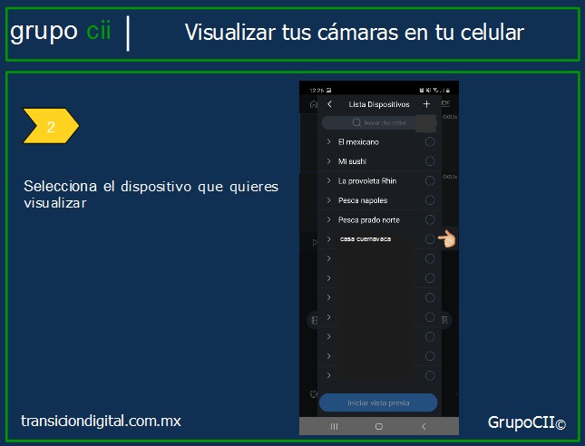 Selecciona Dispositivo a visualizar